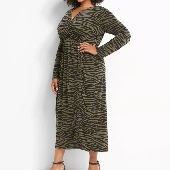 Lane Bryant Ruched Side Matte Jersey Zebra Print Dress NWT Size 22/24 - Picture 2 of 7